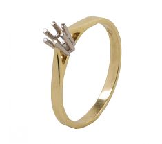 Solitairring met draadchaton 0.03 crt ringmaat ± 17.5 - 14 karaat bicolor