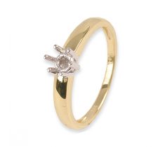 Solitairring met draadchaton 0.12 crt ringmaat ± 17.5 - 14 karaat bicolor