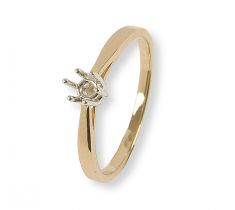 Solitairring met draadchaton 0.05 crt ringmaat ± 17.5 - 14 karaat bicolor