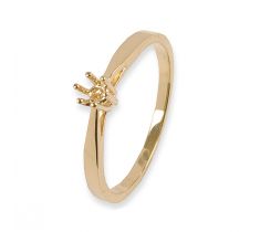 Solitairring met draadchaton 0.12 crt ringmaat ± 17.5 - 14 karaat geelgoud
