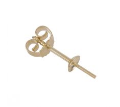 Oorsteker met parelschotel glad 4.0 mm 14 karaat geelgoud