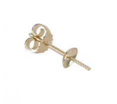 Oorsteker met parelschotel glad 5.0 mm 14 karaat geelgoud