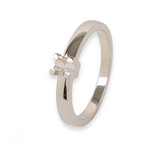 Solitairring met chaton 0.10 crt ringmaat ± 17.5 - 14 karaat witgoud