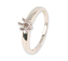 Solitairring met chaton 0.12 crt ringmaat ± 17.5 - 14 karaat witgoud