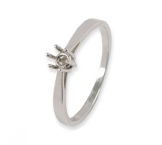 Solitairring met chaton 0.12 crt ringmaat ± 17.5 - 14 karaat witgoud