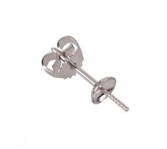 Oorsteker met parelschotel glad 5.0 mm 14 karaat witgoud