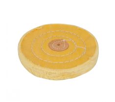 Polijstschijf linnen 125 x 18 mm geel dubbel gestikt hardkartonnen kern asgat 4.0 mm