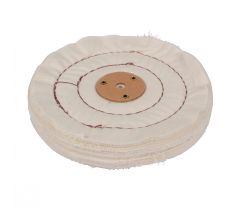 Polijstschijf linnen 150 x 20 mm dubbel gestikt hardkartonnen kern asgat 6.0 mm