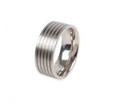 Basisring 8.0 mm vlak/bol dikte 3.0 mm 5 zwarte strepen ringmaat 18.5 - edelstaal