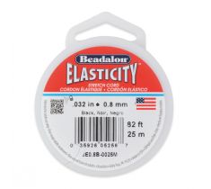 Rijgdraad Elasticity zwart 0.8 mm -25 meter Beadalon