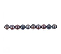 Zoetwaterparelsnoer 10.0  - 10.5 mm zwart rond glad