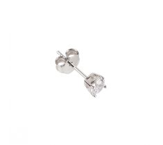 Oorsteker met zirconia rond 4.0 mm zilver gerhodineerd