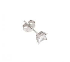 Oorsteker met zircoina vierkant 4.0 mm zilver gerhodineerd