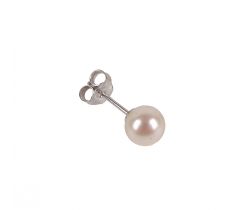 Oorsteker met zoetwaterparel rond 6.5 - 7.0 mm zilver