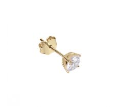 Oorsteker met zirconia rond 5.0 mm zilver verguld