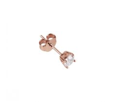 Oorsteker met zirconia rond 4.0 mm zilver rosé verguld