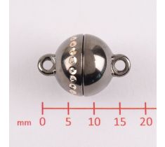 Magneetslot 12.0 mm bol glad zilver zwart rhodium