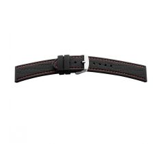 Horlogeband Bear aanzet 20.0 mm band 20.0 - 18.0 mm zwart croco motief rood gestikt polyurethaan