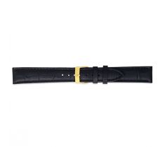 Horlogeband Bologna 14.0 mm zwart croco print met vergulde gesp