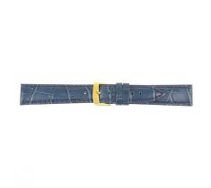 Horlogeband Bologna 20.0 mm donker blauw croco print met vergulde gesp