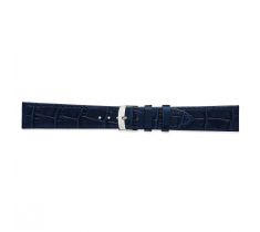 Horlogeband Firenze 20.0 mm marine blauw croco print glanzend met stalen gesp