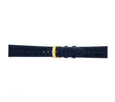 Horlogeband Firenze 20.0 mm marine blauw croco print glanzend met vergulde gesp
