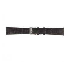 Horlogeband Alba 21.0 mm zwart croco print gestikt easy click met stalen gesp
