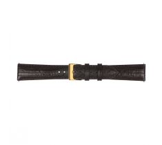 Horlogeband Todi 21.0 mm zwart bewerkte uitvoering gestikt easy clic met 18.0 mm vergulde gesp