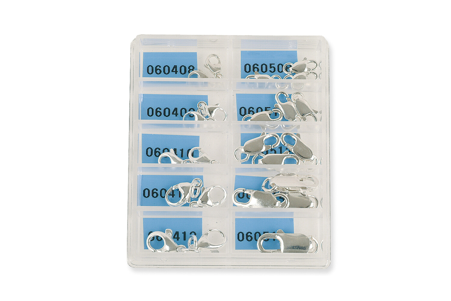 Assortiment de 23 mousquetons argent