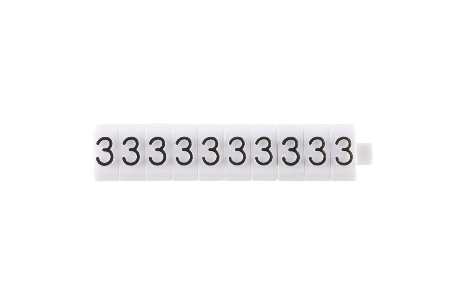Los teken "3" wit 3 mm - 10 stuks