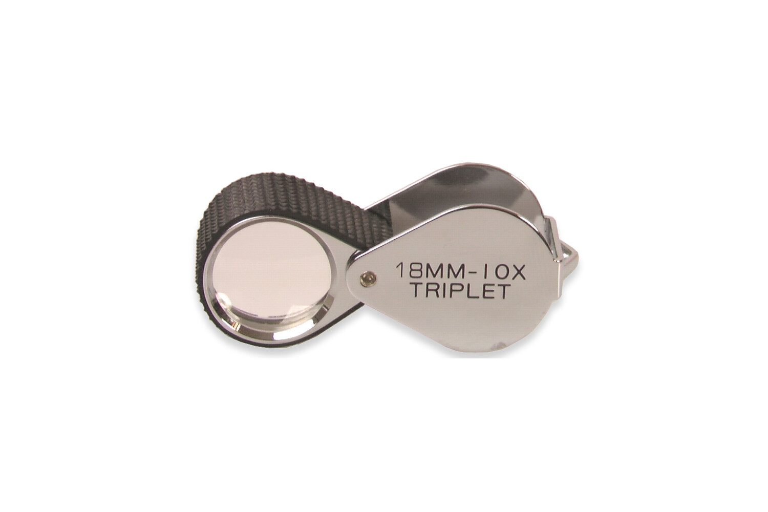 LOUPE DE POCHE CHROMEE AV./B. CAOUTCHOUC