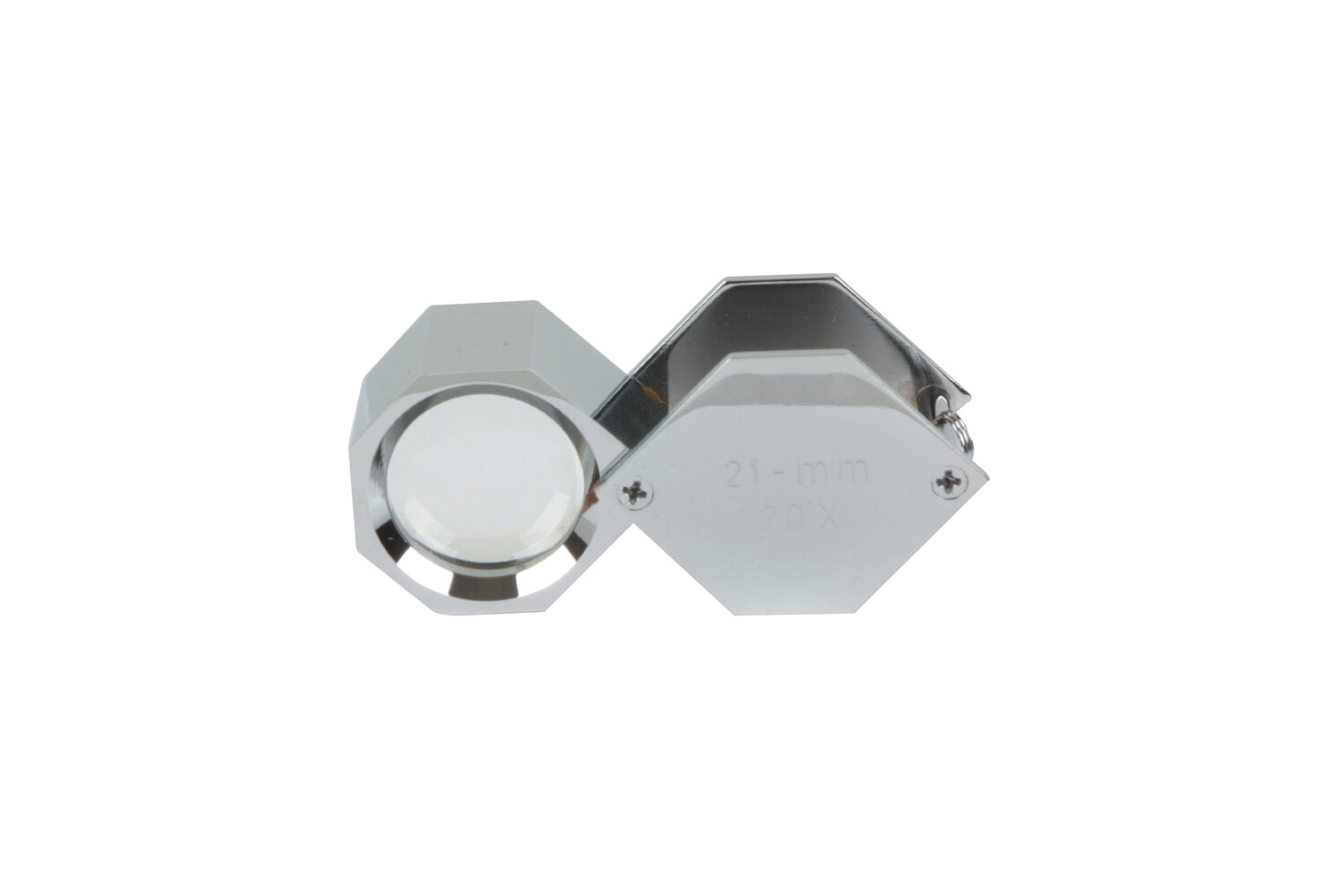 LOUPE DE POCHE HÉXAGONALE CHROMÉE-20X