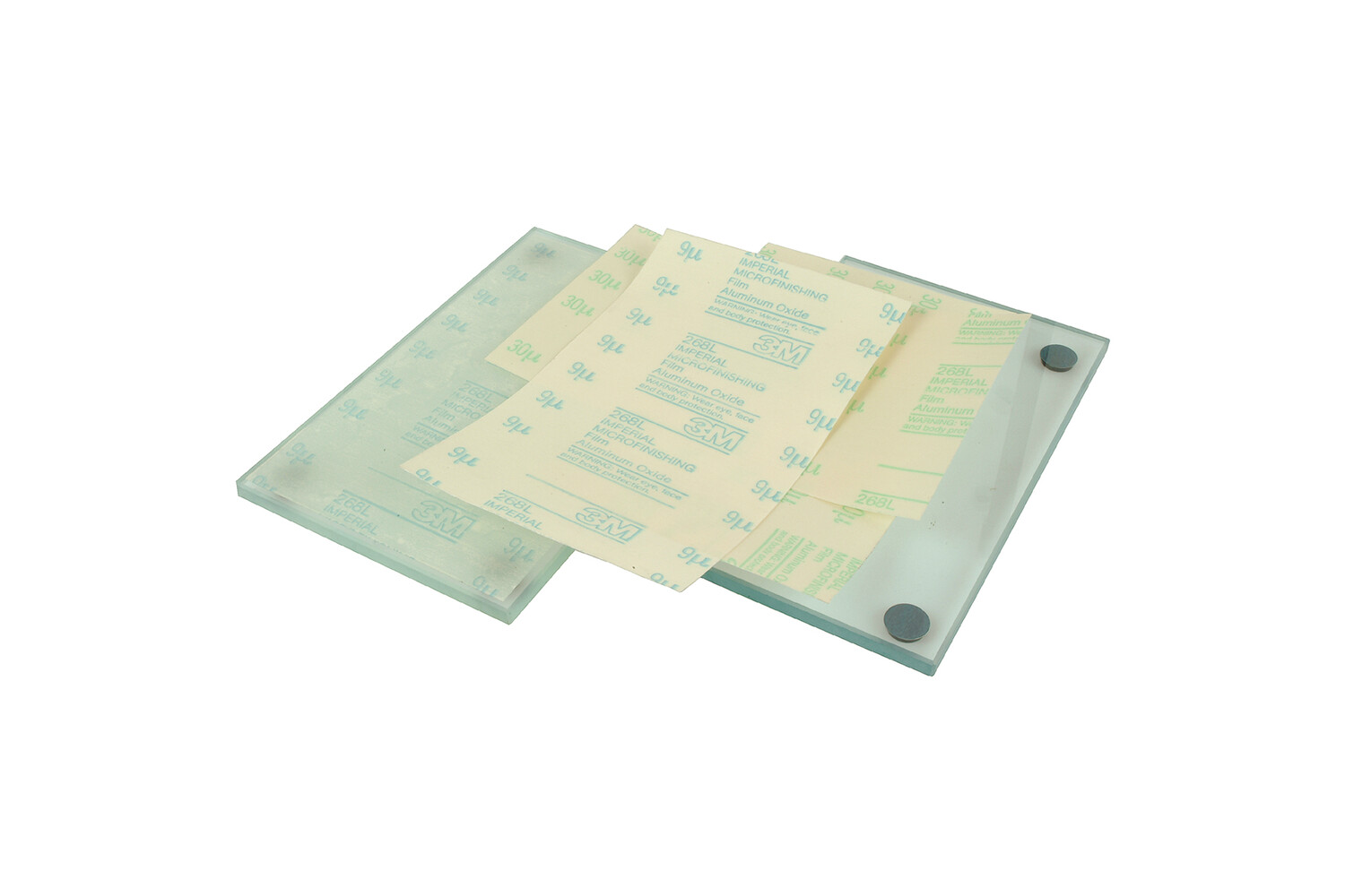 PLAQUES EN VERRE AVEC FEUILLETS ABRASIFS