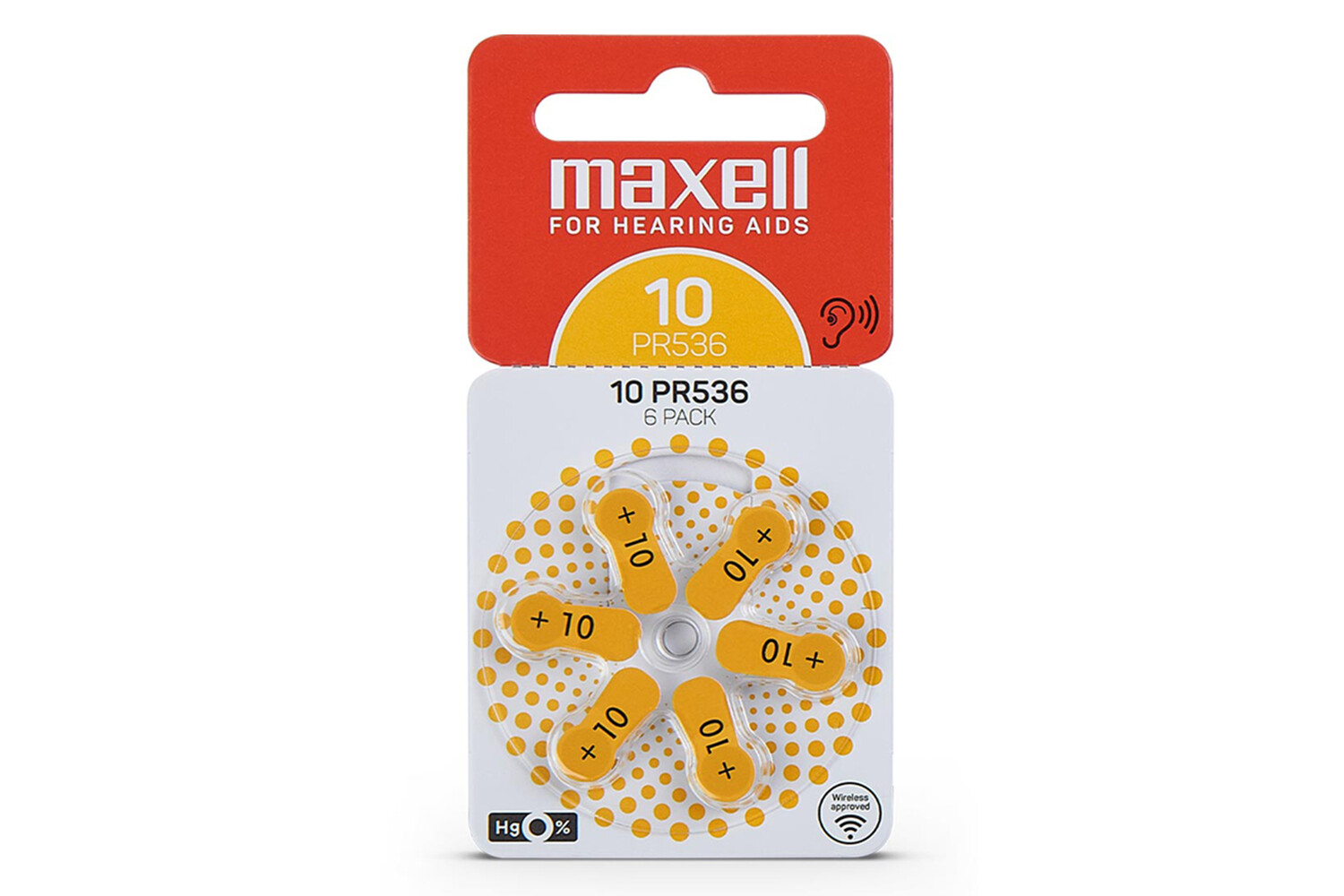 PILES POUR APPAREIL AUDITIF MAXELL10 CODE JAUNE PAR 6
