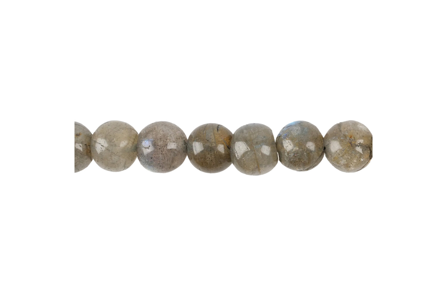 Collier de labradorites grises rondes 7.0 mm
