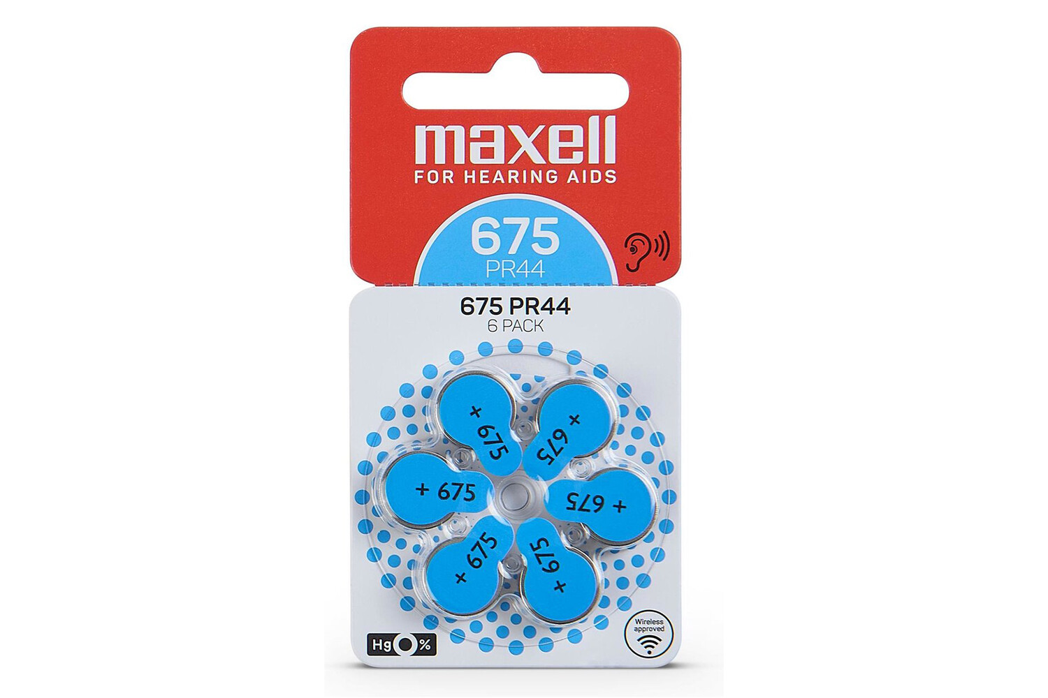 PILES POUR APPAREIL AUDITIF MAXELL 675 CODE BLEU PAR 6.