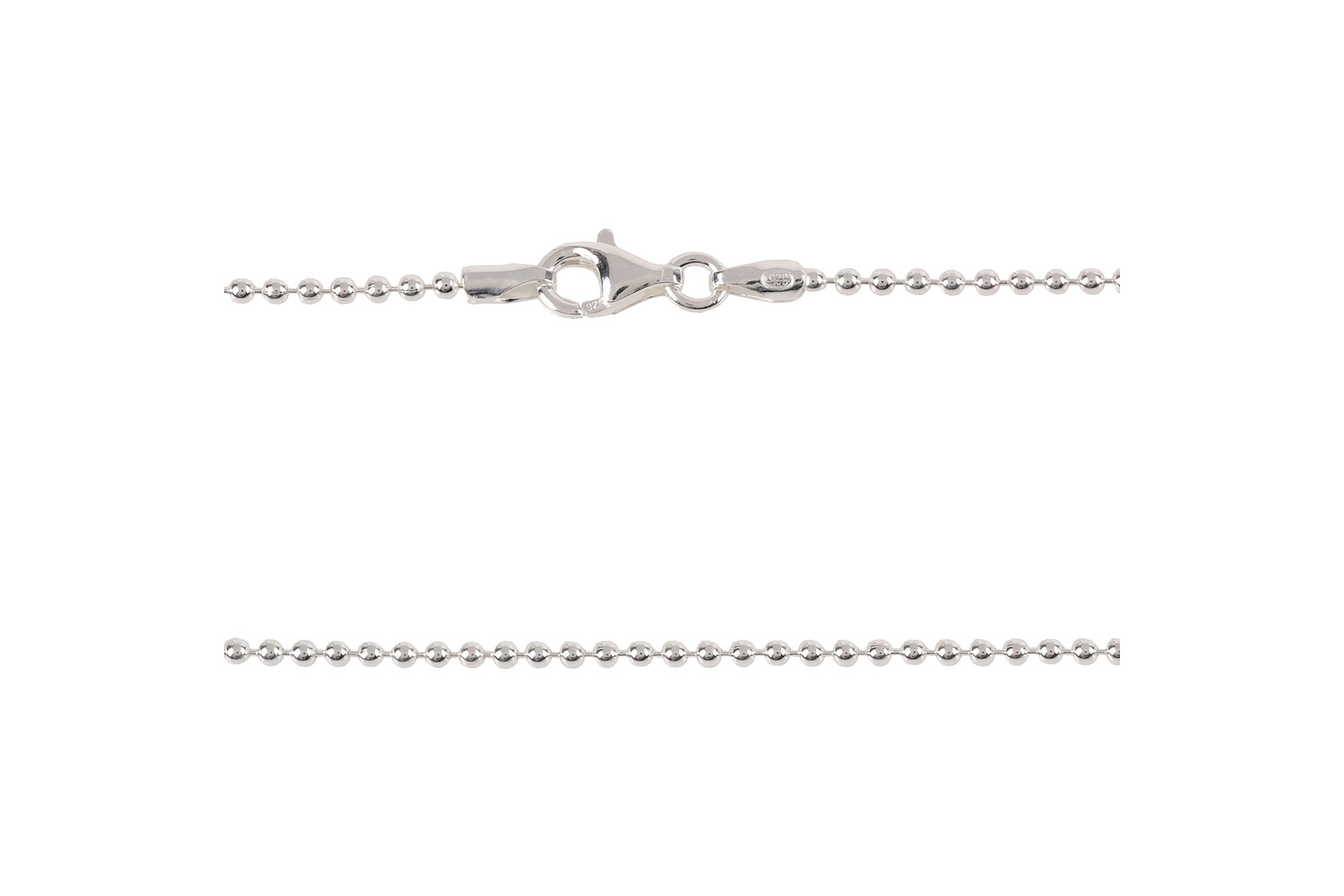 Collier perles argent  1.5 mm longueur