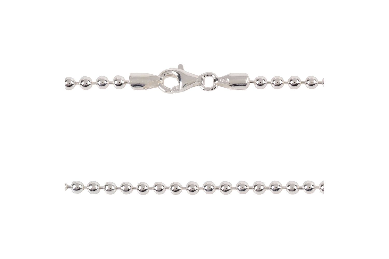 Collier perles argent  2.5 mm longueur 60cm