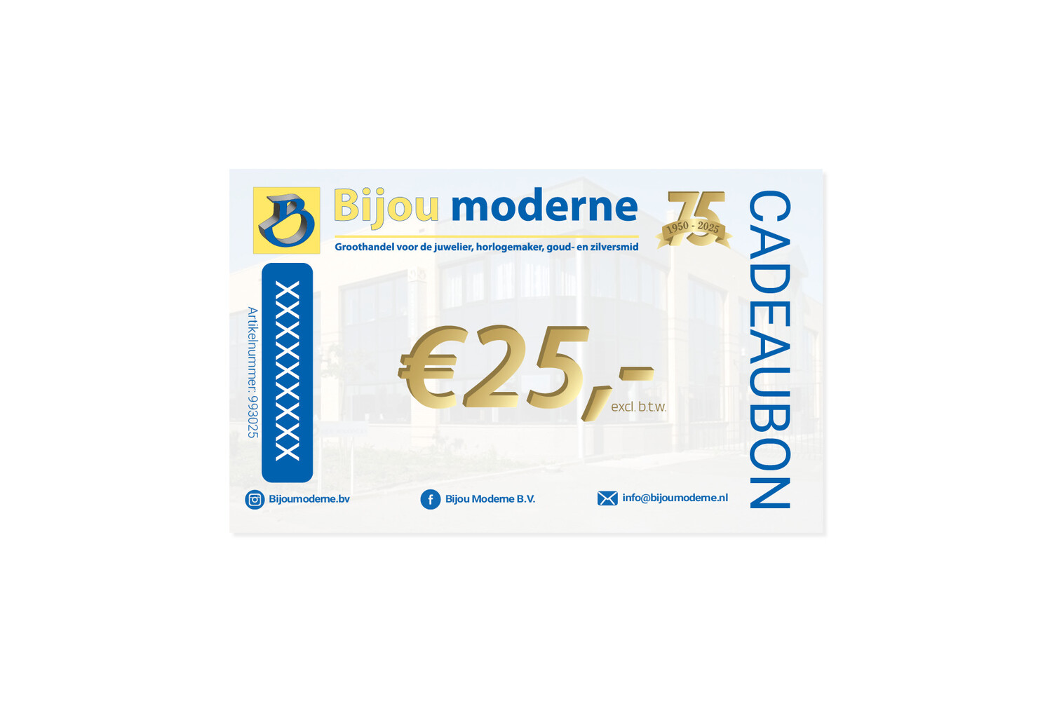 CADEAUBON 25.- EXCLUSIEF BTW