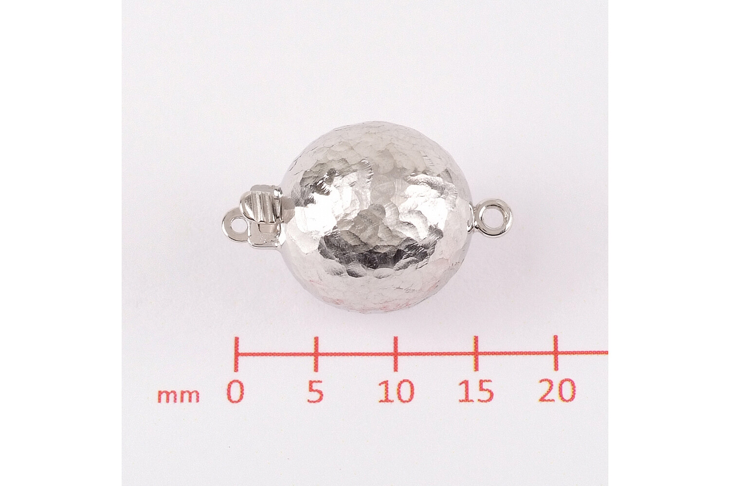 Fermoir boule argent martelé 12.0 mm