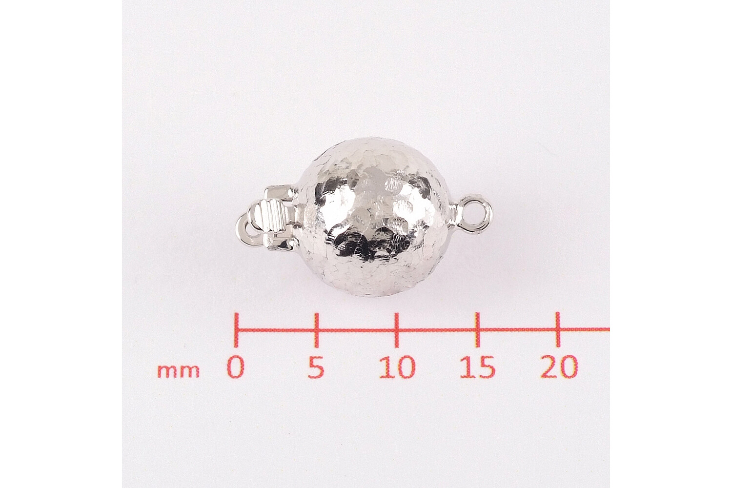 Fermoir boule argent martelé 10.0 mm