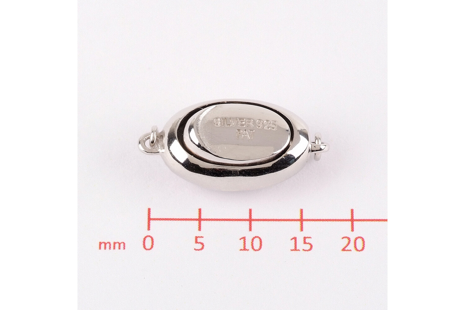 Fermoir oval avec pression argent