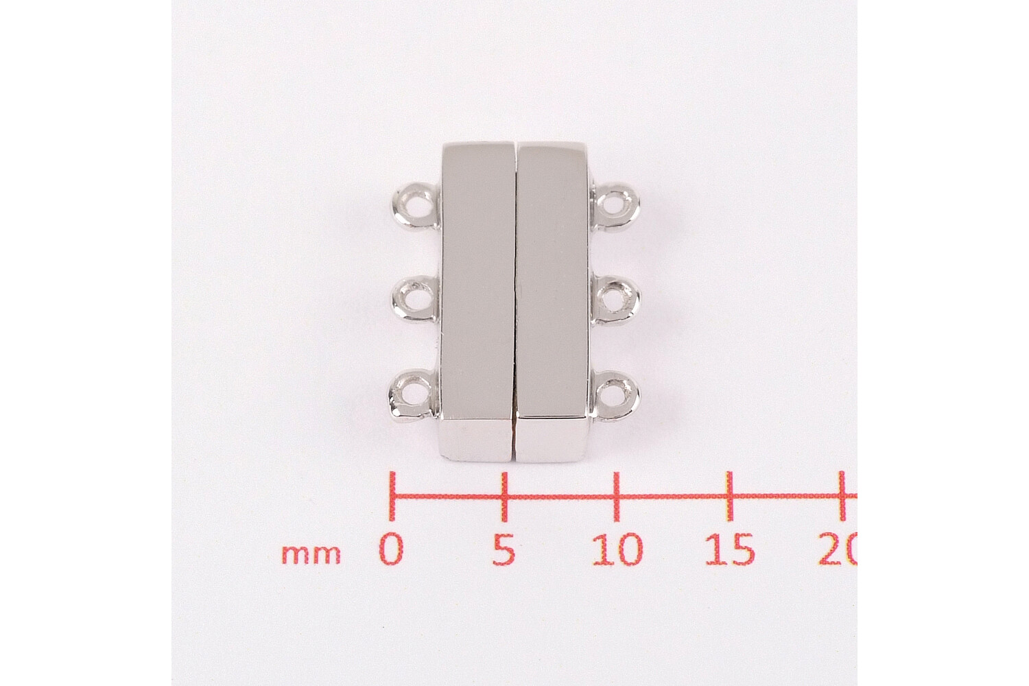 Fermoir magnétique 2 rangs argent 15.0 mm