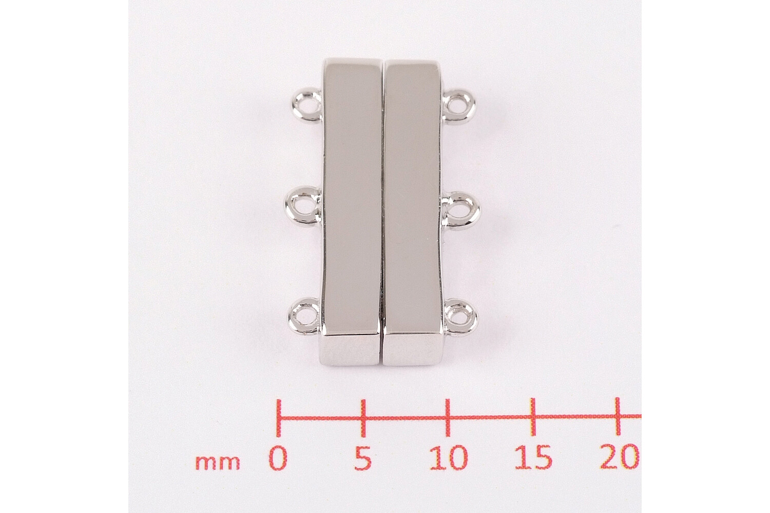 Fermoir magnétique 3 rangs argent 20.0 mm
