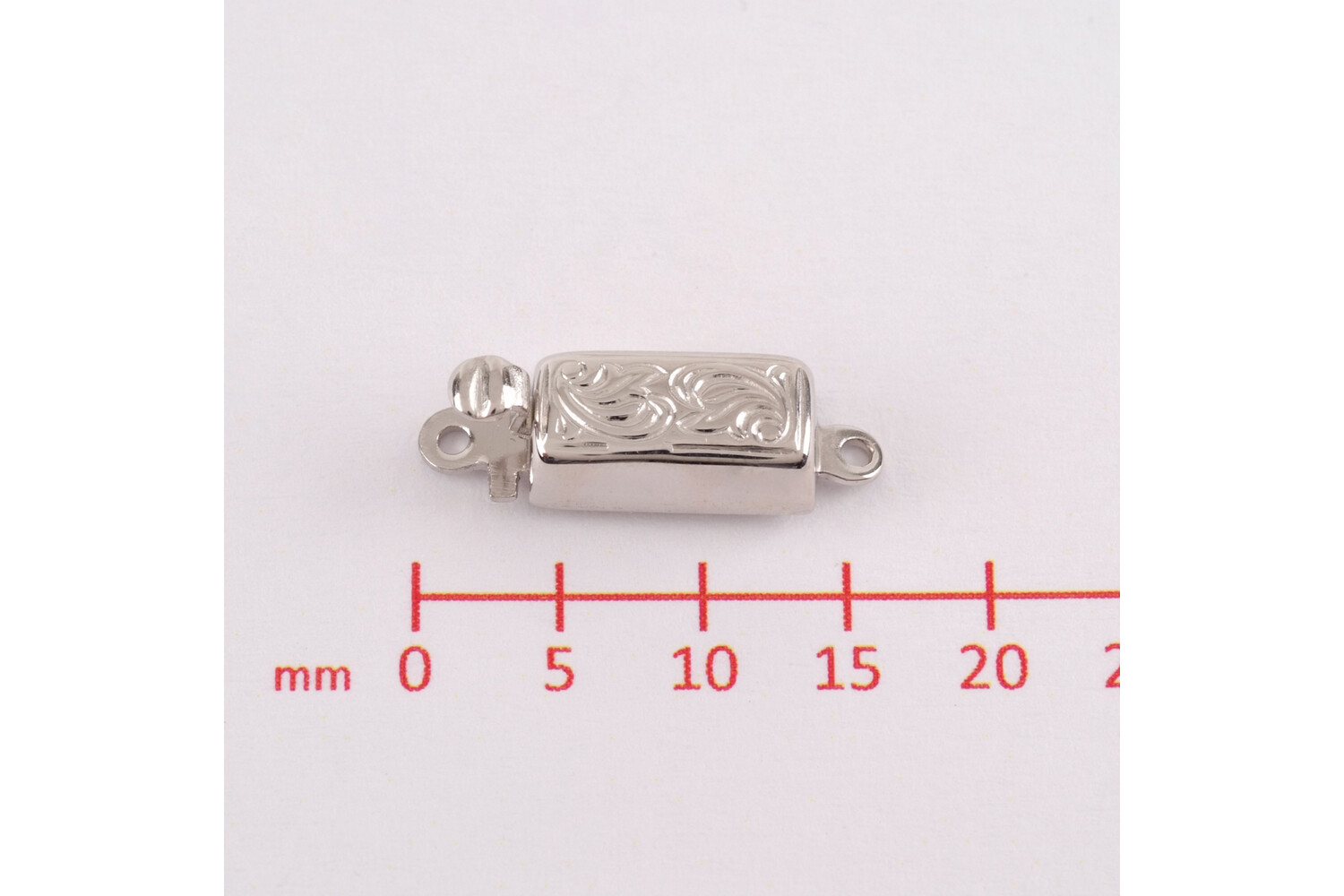 Fermoir gravé rectangle petit modèle en argent