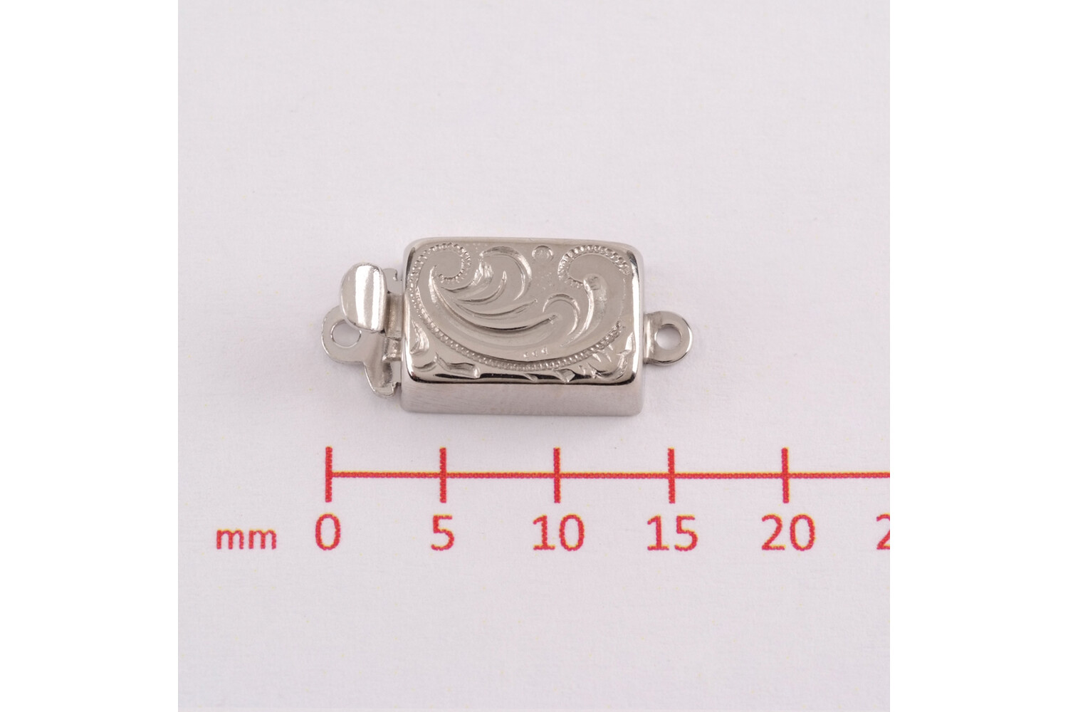 Fermoir gravé rectangle en argent