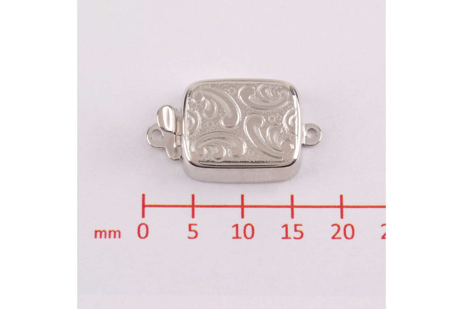 Fermoir gravé rectangle horizontal 1 rang en argent