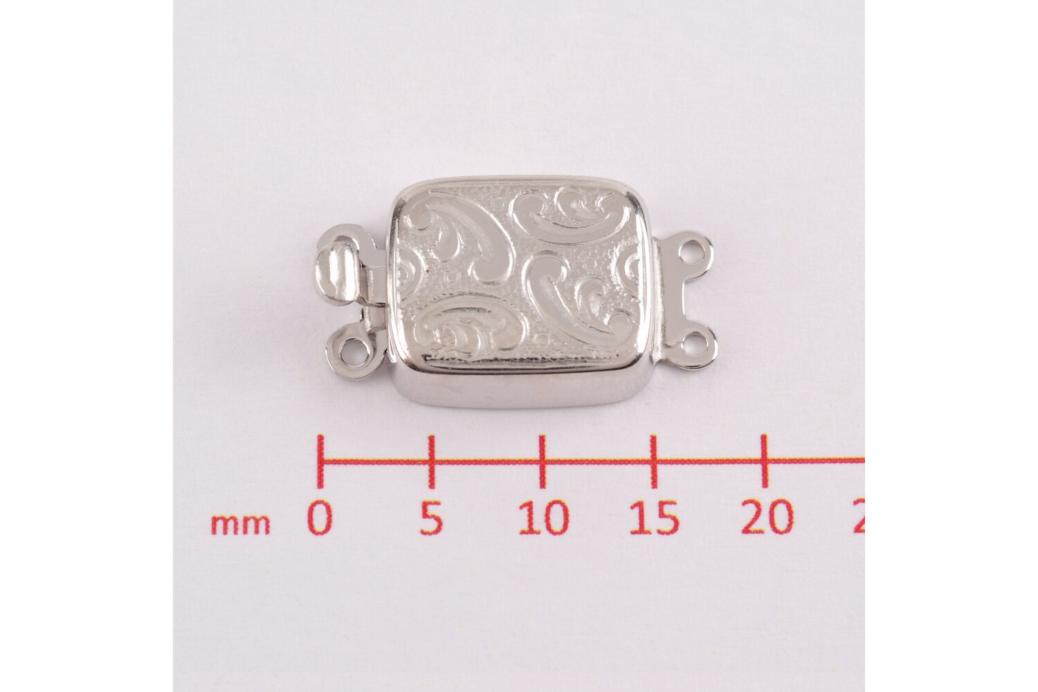 Fermoir gravé rectangle horizontal 2 rangs en argent