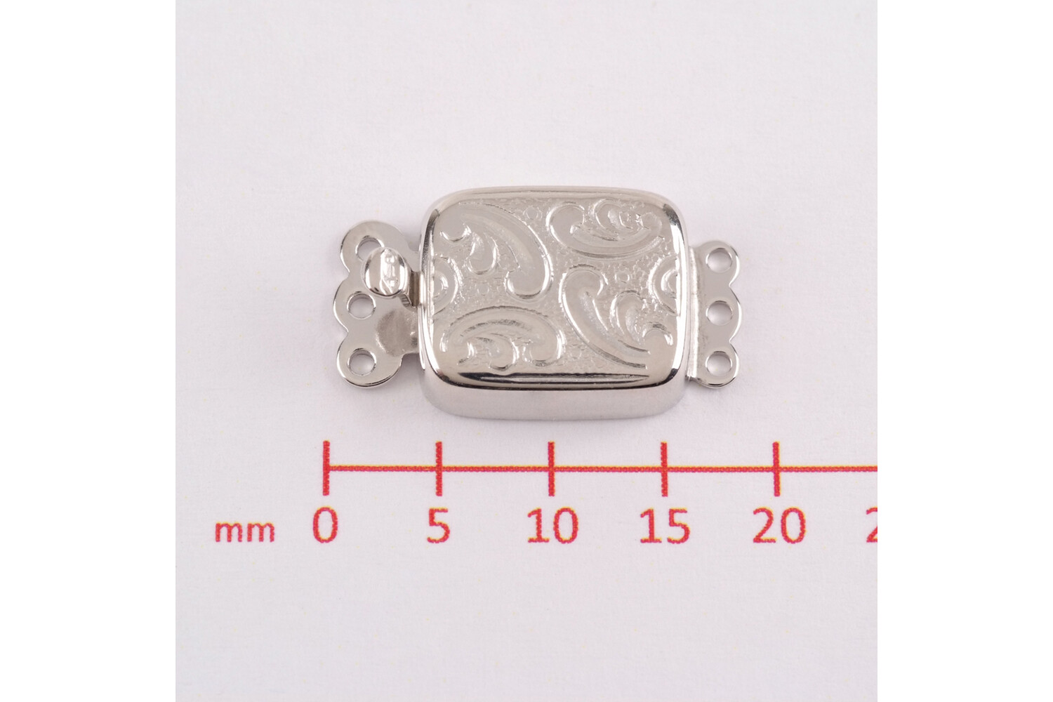 Fermoir gravé rectangle horizontal 3 rangs en argent