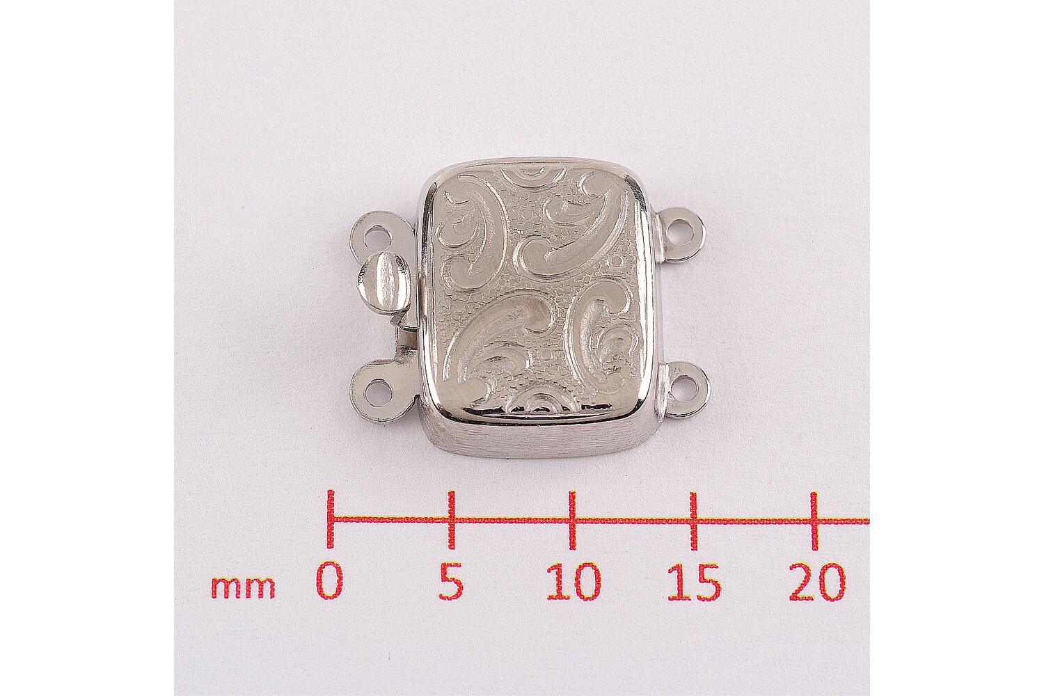 Fermoir gravé rectangle vertical 2 rangs en argent